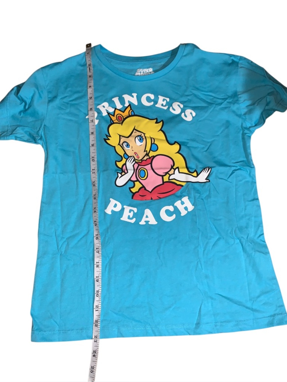 Girls kids princess peach super Mario light blue short sleeve tee size 10/12 L